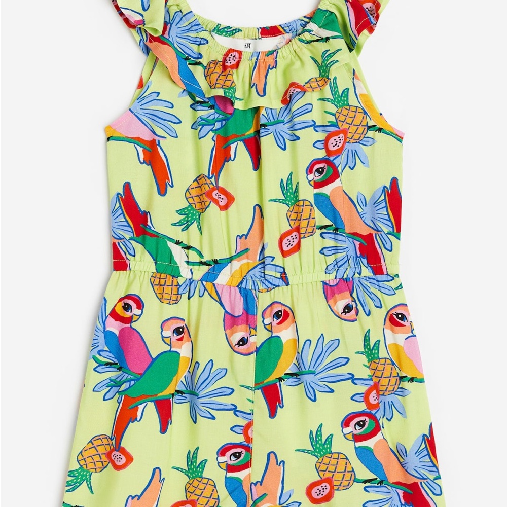 H&M Multicolor Parrots Pineapple Tropical Print Romper Kids 6 - Picture 2 of 7